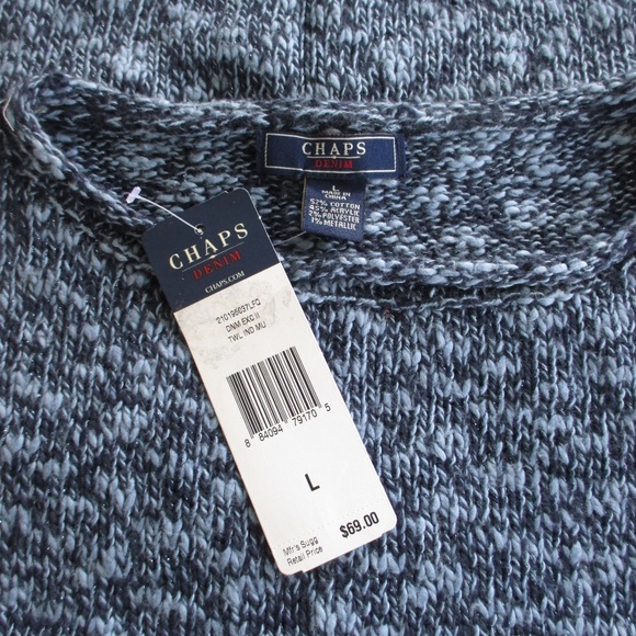 NWT - CHAPS blue multi sweater -sz L - MSRP $69.00 - Picture 2 of 3